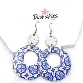 2.5 White & Blue Mosaic Double O Corkies