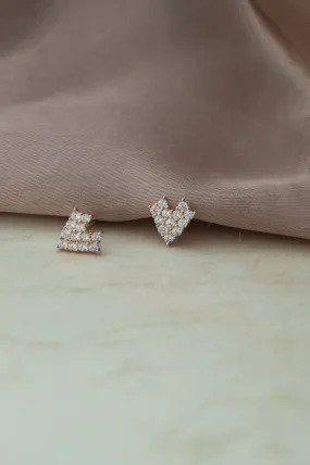 8 bit Heart Rose Gold Plated Sterling Silver Earrings