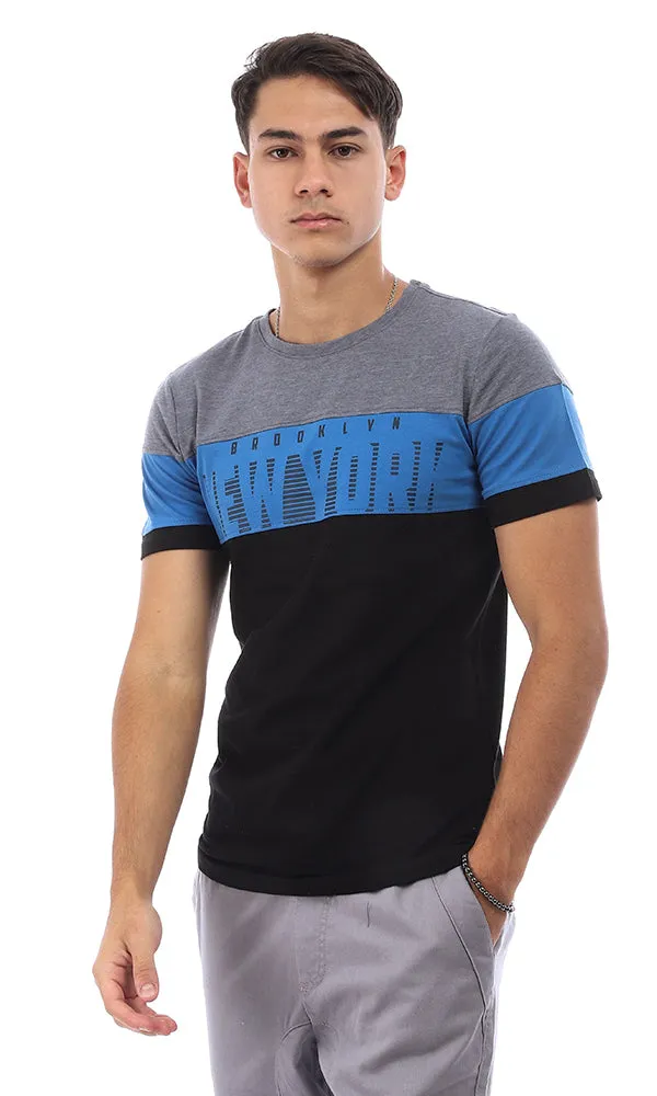 94881 Tri-Tone Half Sleeves T-Shirt - Grey