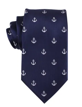 Anchor Tie - Navy with White