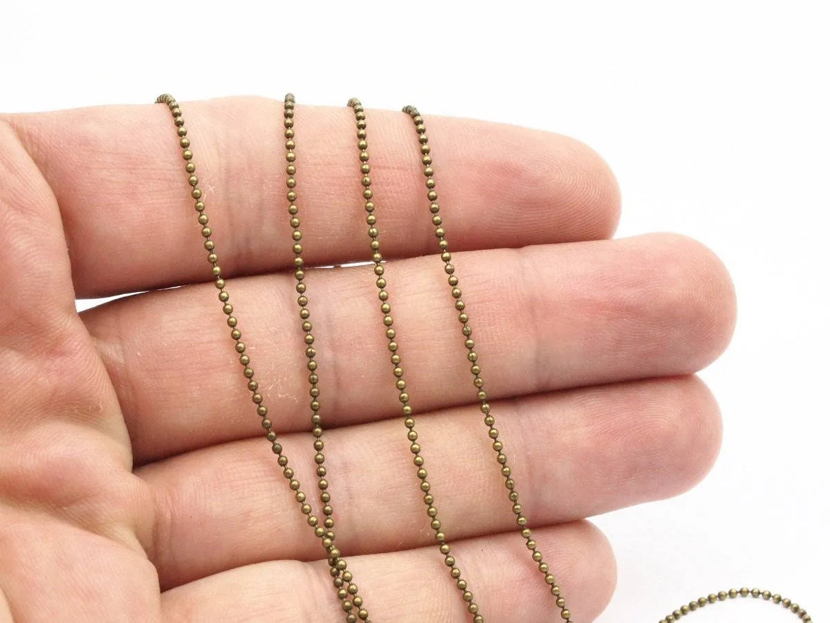 Antique Brass Chain, 5 M (1.2mm) Antique Brass Ball Chain - Z059