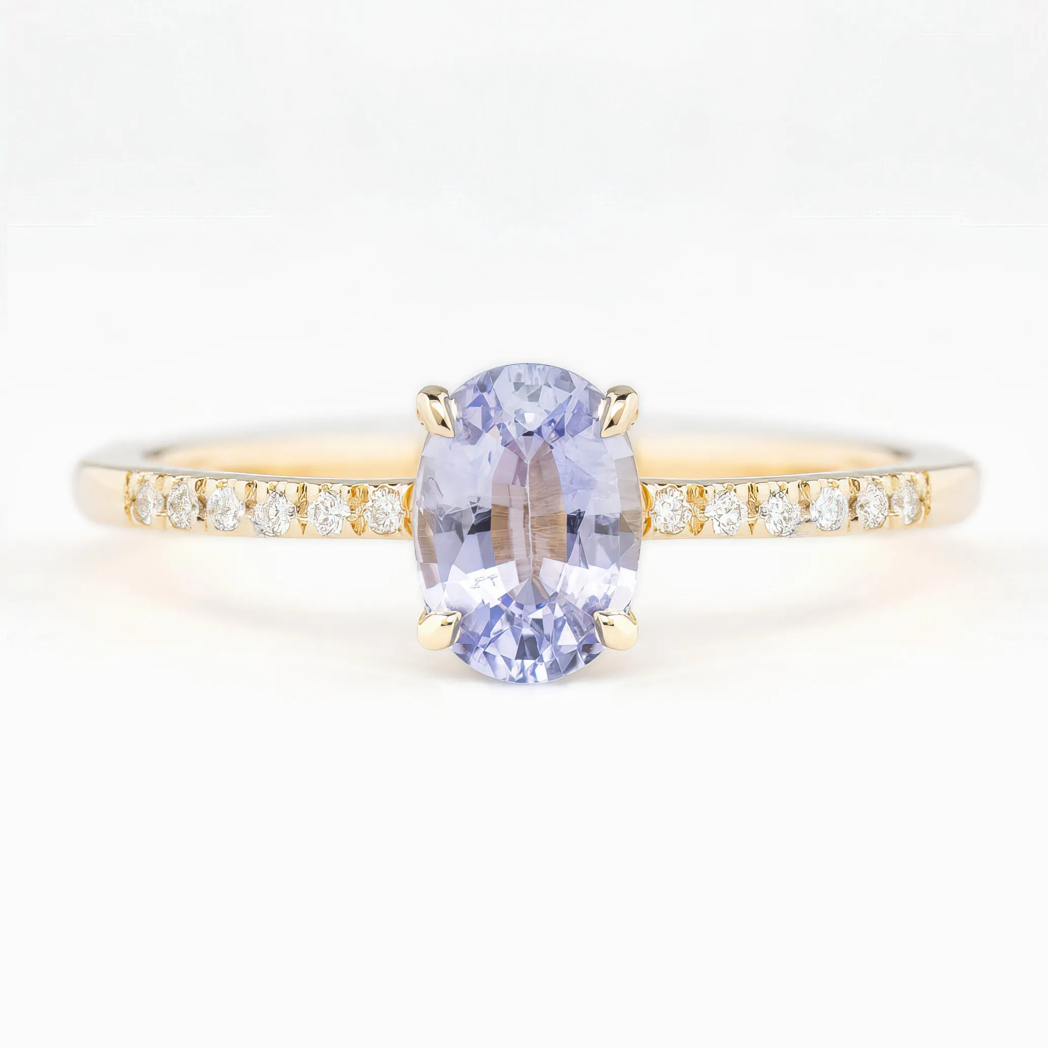 Audrey Ring 1.02ct Lavender Blue Ceylon Sapphire, 14K Yellow Gold (One of a kind)