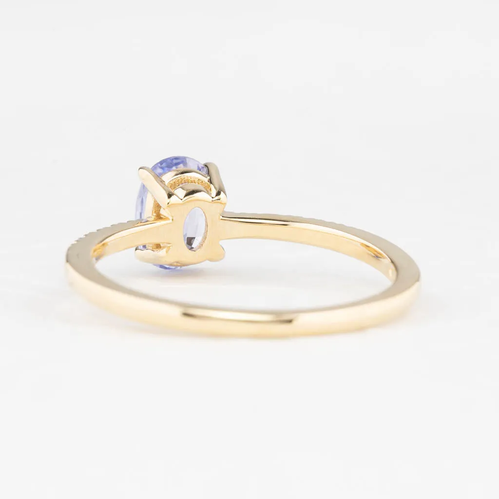 Audrey Ring 1.02ct Lavender Blue Ceylon Sapphire, 14K Yellow Gold (One of a kind)