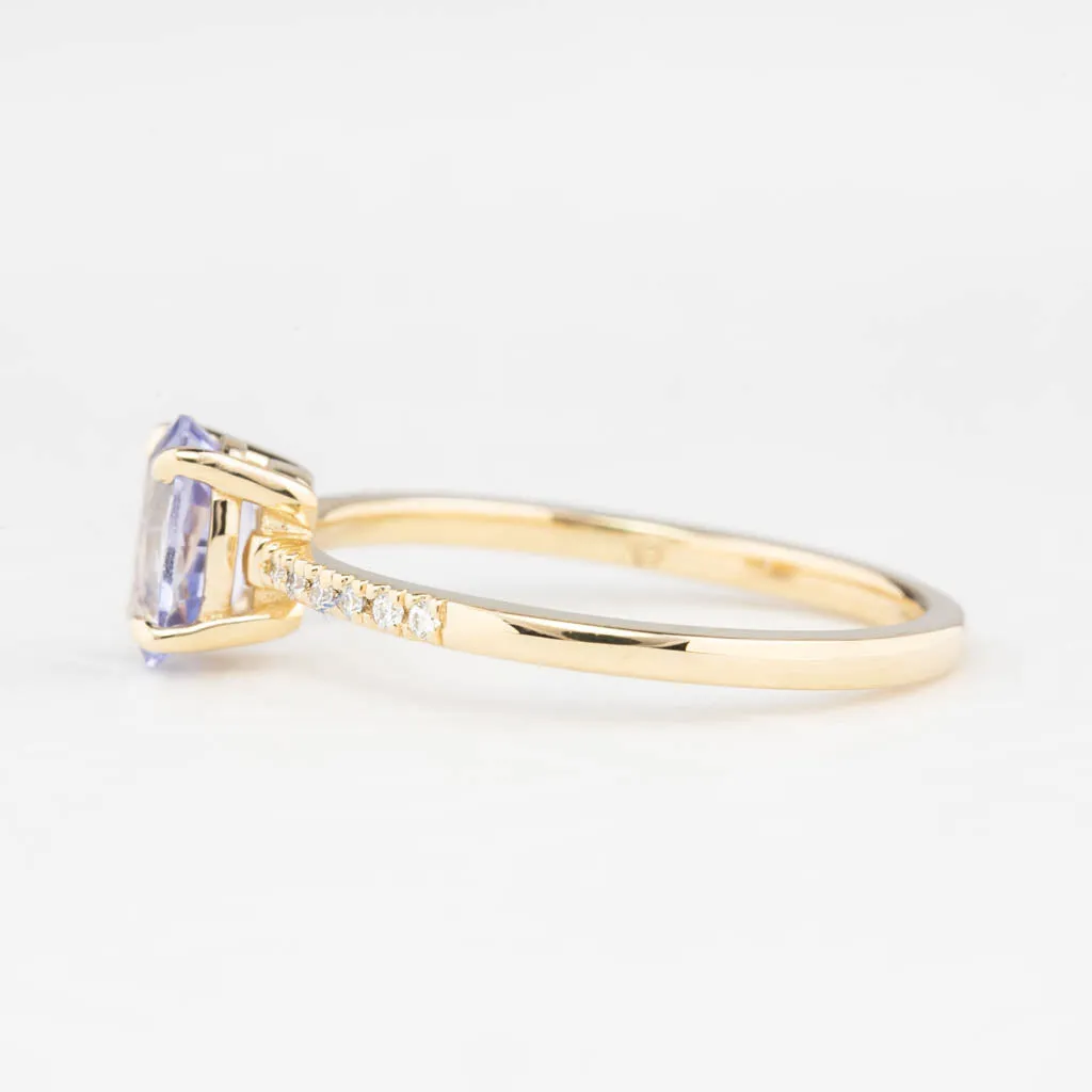 Audrey Ring 1.02ct Lavender Blue Ceylon Sapphire, 14K Yellow Gold (One of a kind)