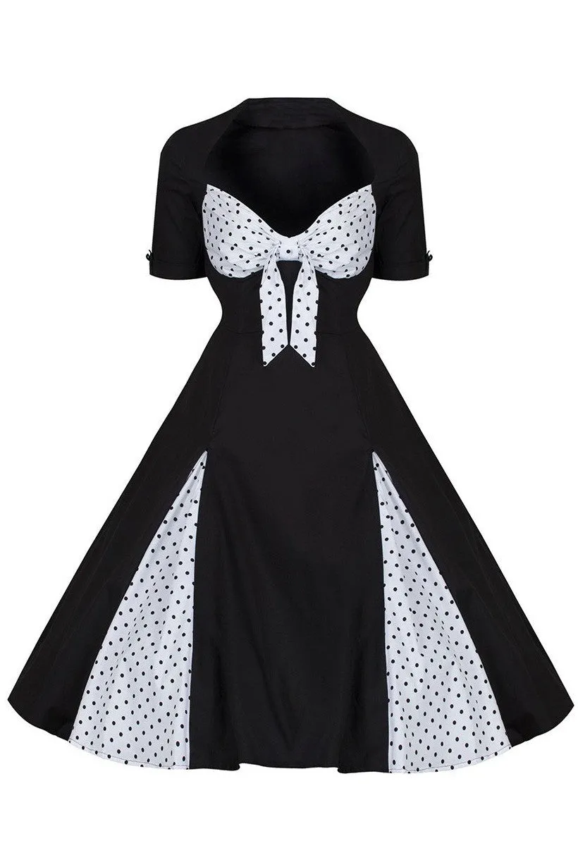 Black and White Polka Dot Retro 50s Rockabilly Dress