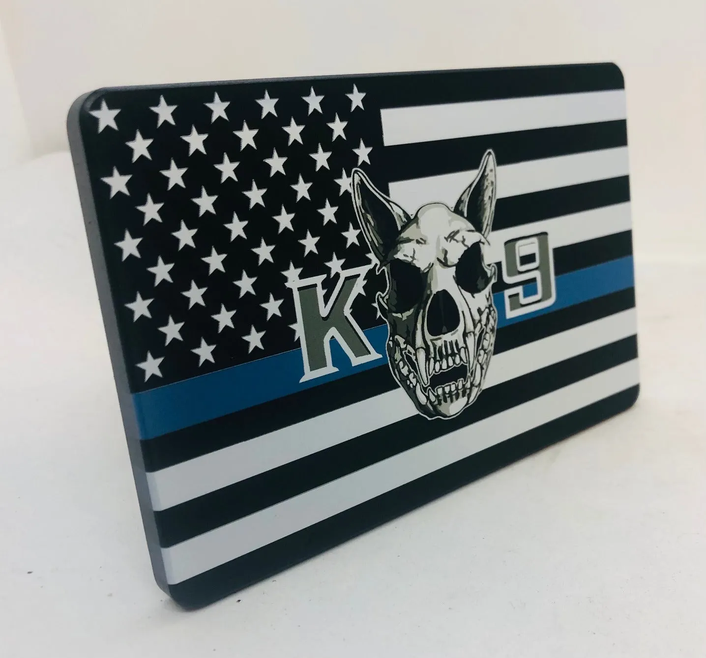 Blue Line K9 with American Flag Hitch Cover