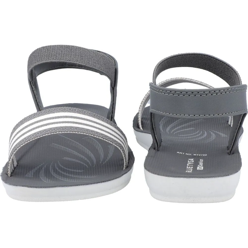 Blue Tyga Girls Ankle Strap Flat Sandals  - BT2702 Grey