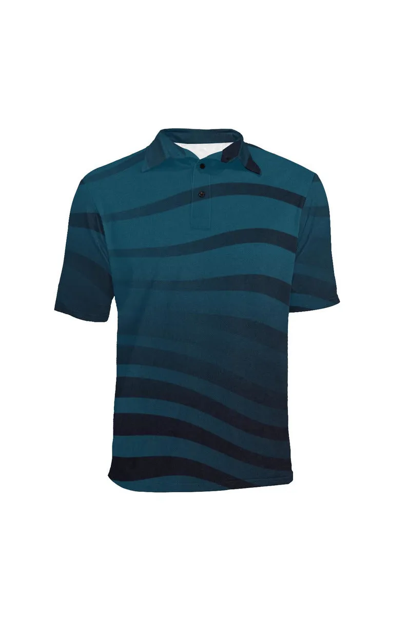 Blue Zebra Print Men's Polo Shirt