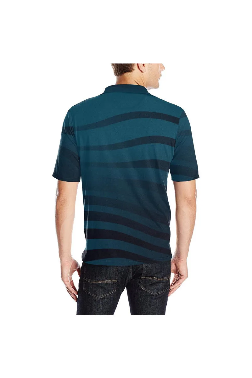 Blue Zebra Print Men's Polo Shirt