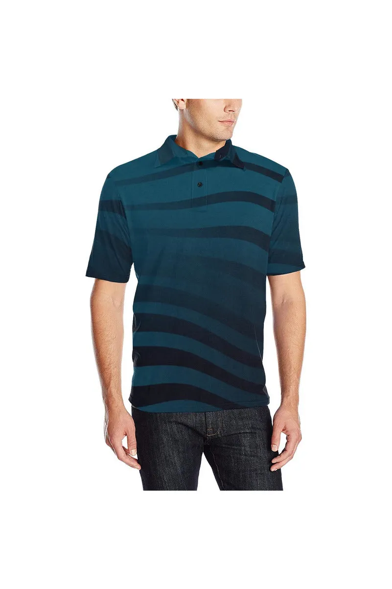 Blue Zebra Print Men's Polo Shirt