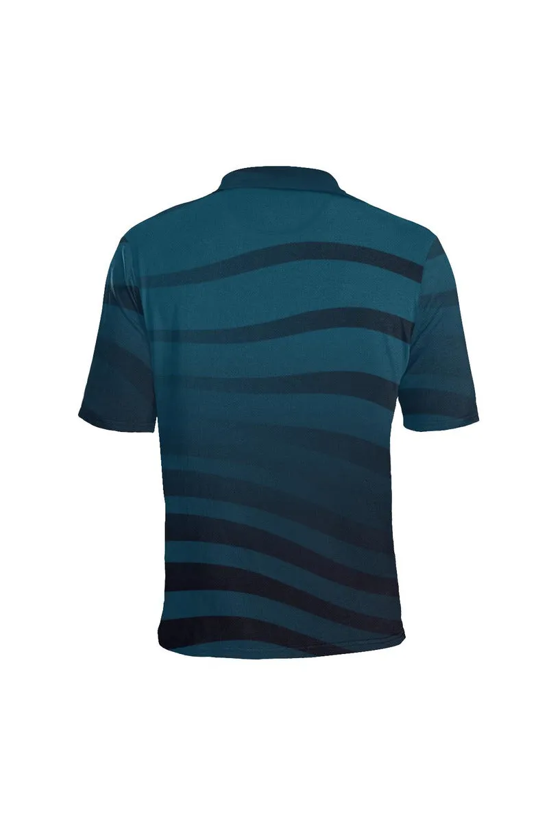 Blue Zebra Print Men's Polo Shirt