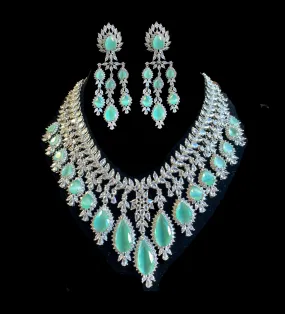 BR66 Nafisa  necklace set in mint green  ( READY TO SHIP  )