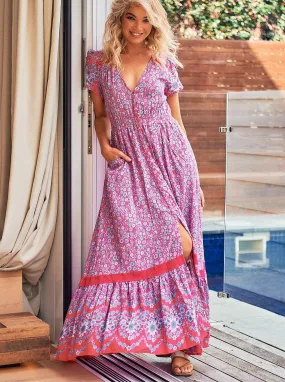 Butterfly Print Carmen Maxi