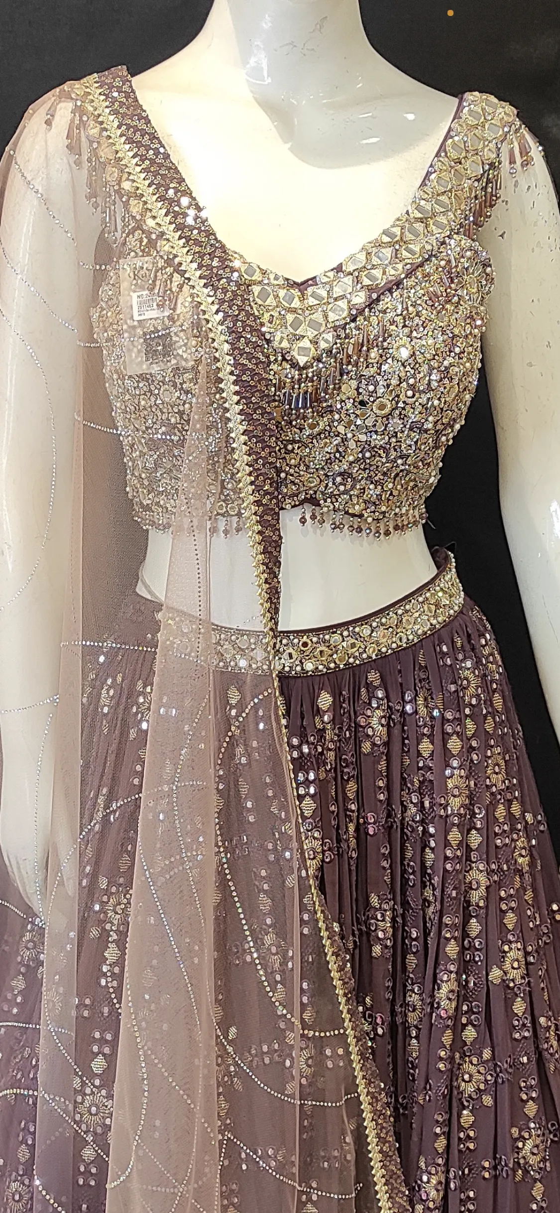 Chinon Lehenga Choli and Net Dupatta with Sequins Embroidery