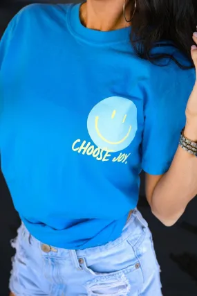 {CHOOSE JOY} Royal Caribbean Blue Front   Back Crew Neck Tee