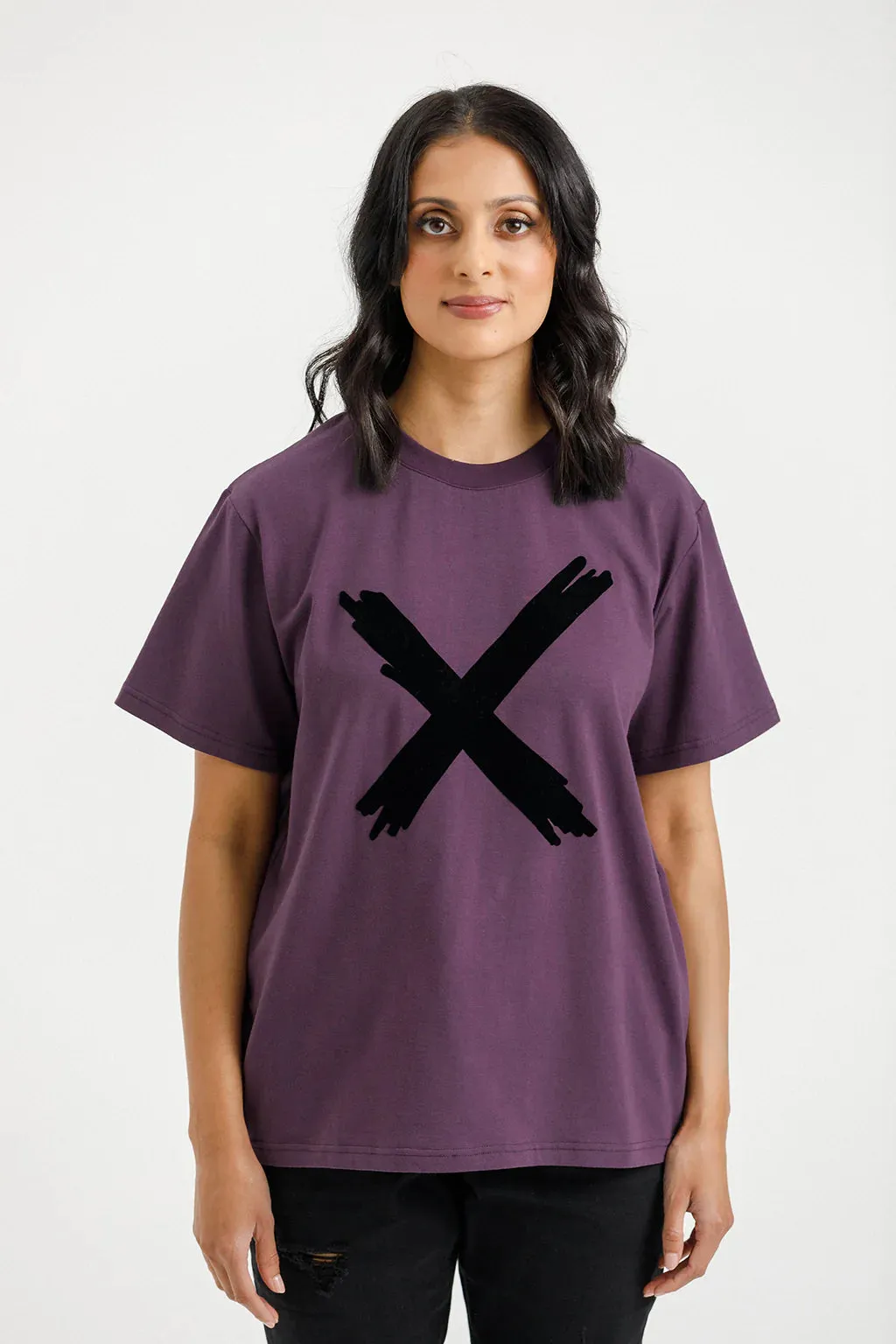 Chris Tee | Plum with Black Flocked X