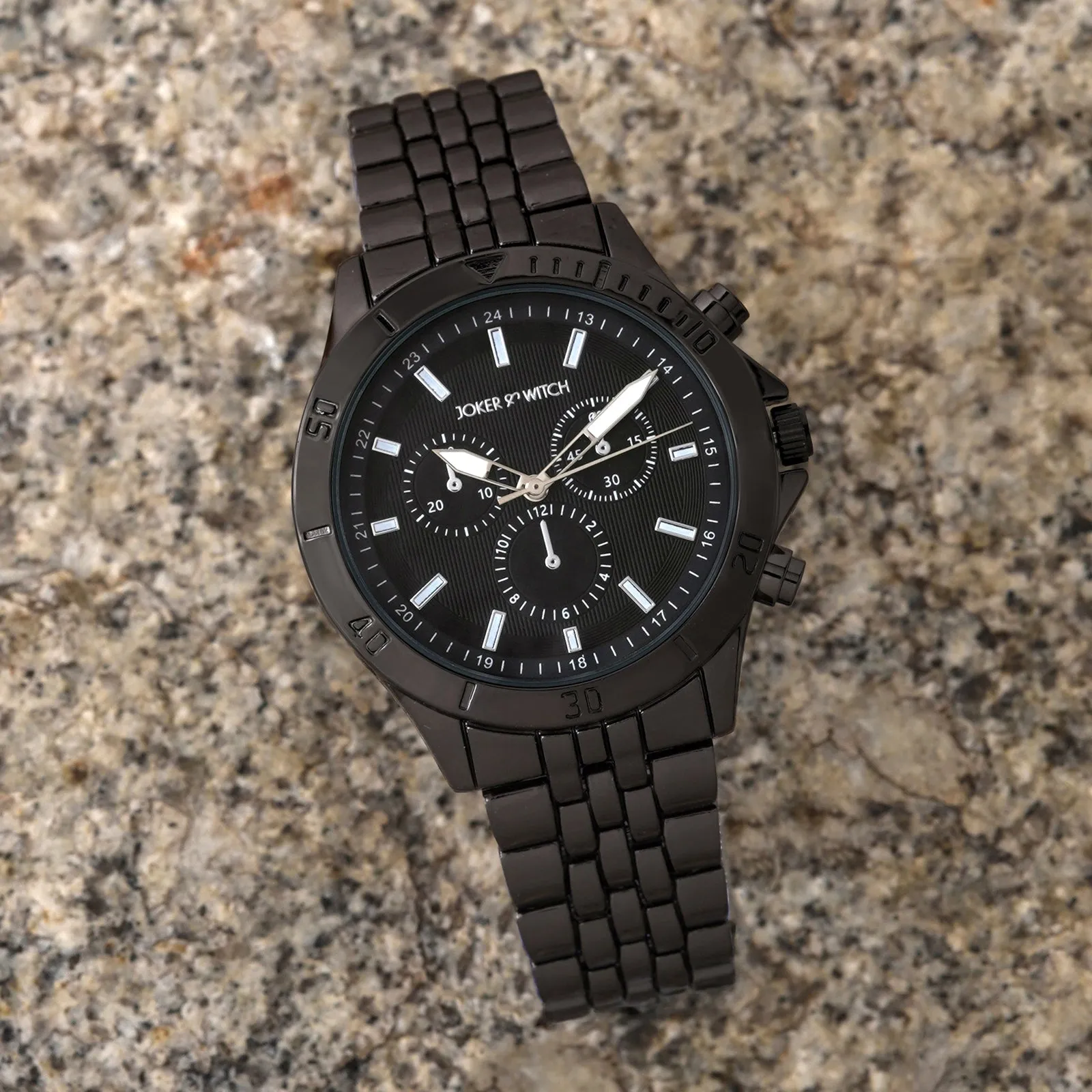 Connery All Black Metallic Strap Watch