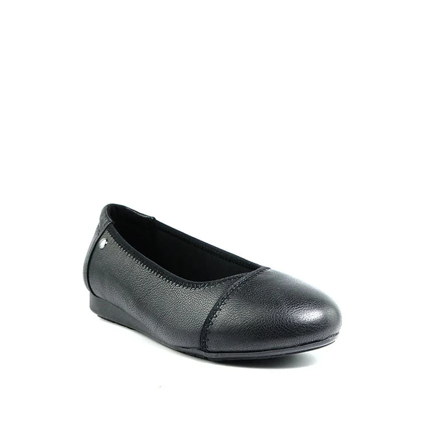 Ebony Vague Toe Cap Women's Shoes - Black Leather