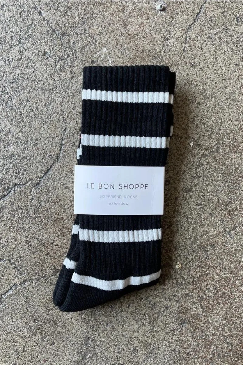 Extended Striped Boyfriend Socks