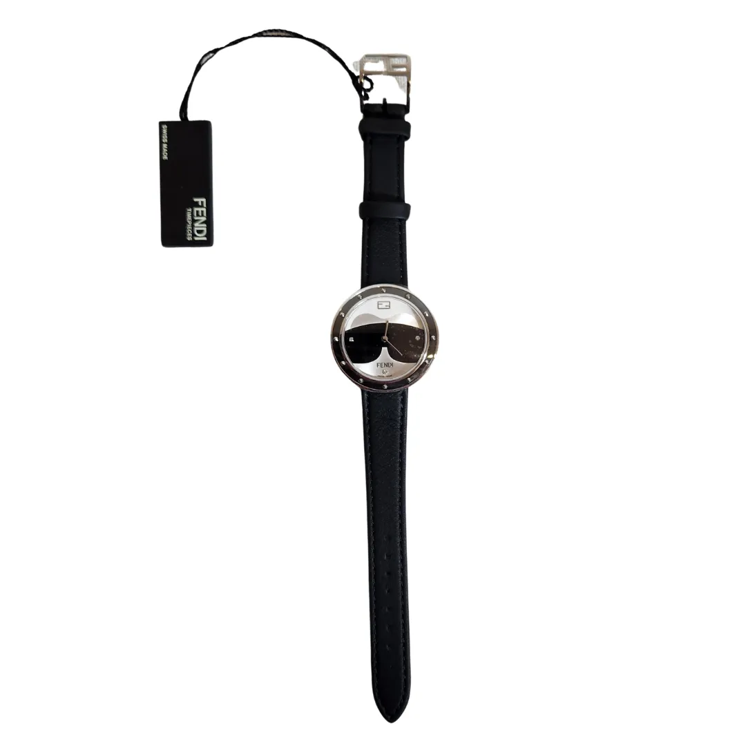 Fendi Black Leather 'My Way Karlito' Watch | Brand New |