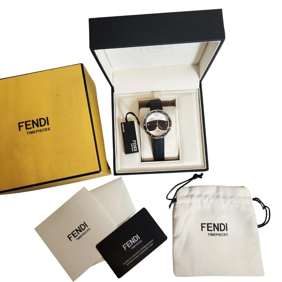 Fendi Black Leather 'My Way Karlito' Watch | Brand New |