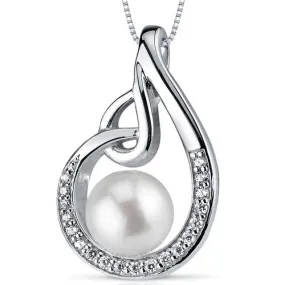 Freshwater Cultured 8mm White Pearl Pendant Sterling Silver