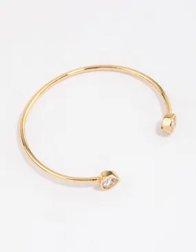 Gold Plated Triangle Cubic Zirconia Open Cuff