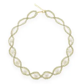 Handmade Gold Plated Crochet Choker Necklace with Pearls