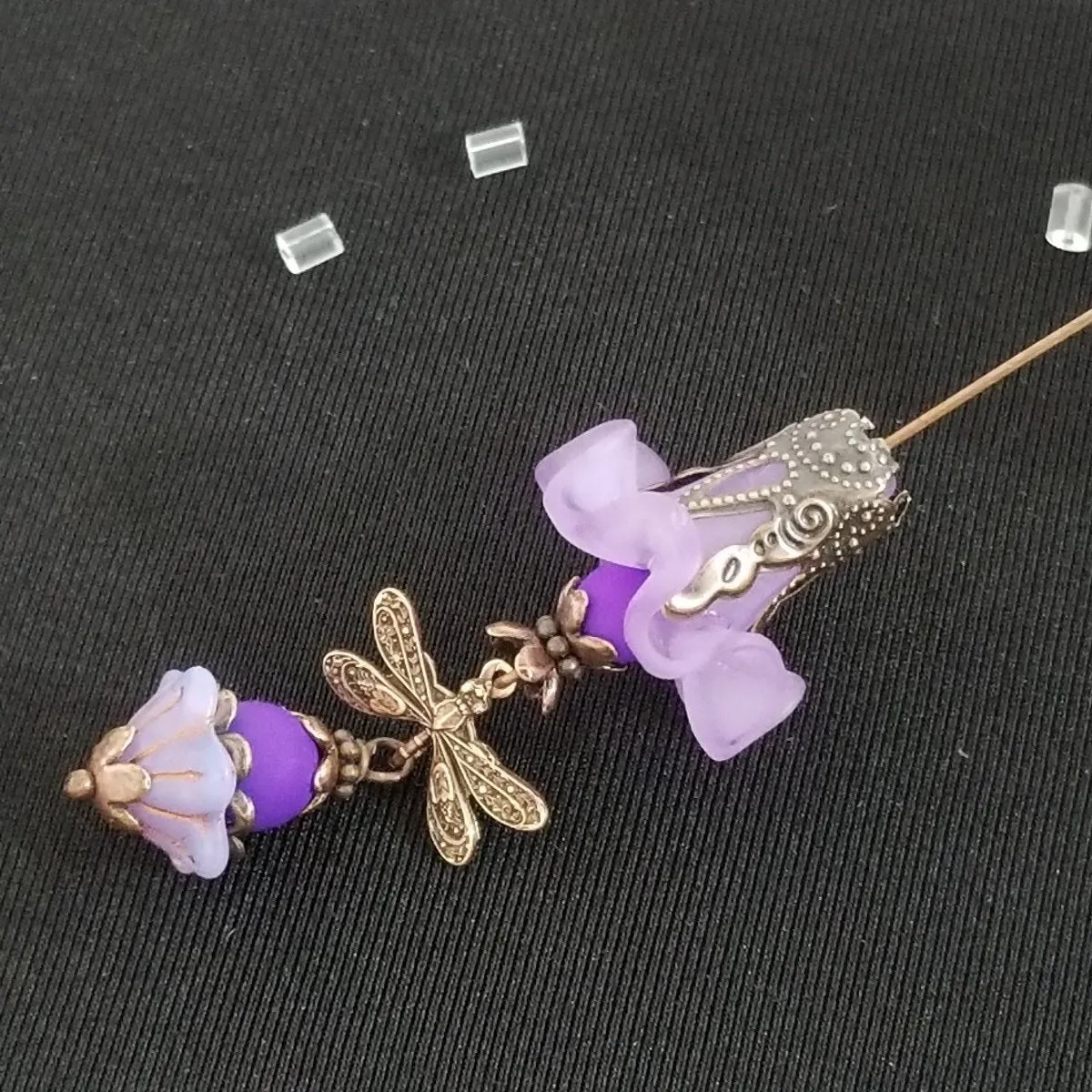 How to Make the Orchid Ruffle Dragonfly Earrings, a tutorial