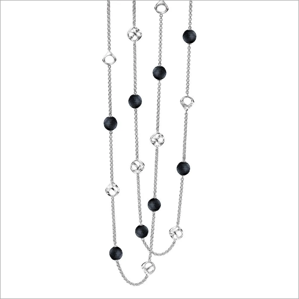 Icona Black Onyx 42 Necklace in Sterling Silver