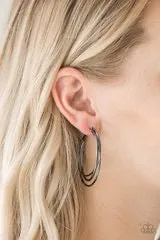 Jump Through Hoops Black Paparazzi Hoop Earring