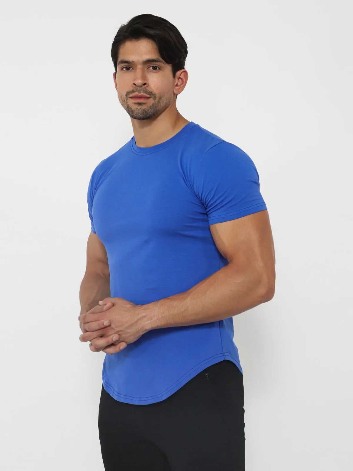 Kore Curved Hem T-shirt Muscle Fit Crew Neck