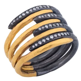 Lika Behar Zebra Diamond Ring in 24K Gold & Oxidized Silver