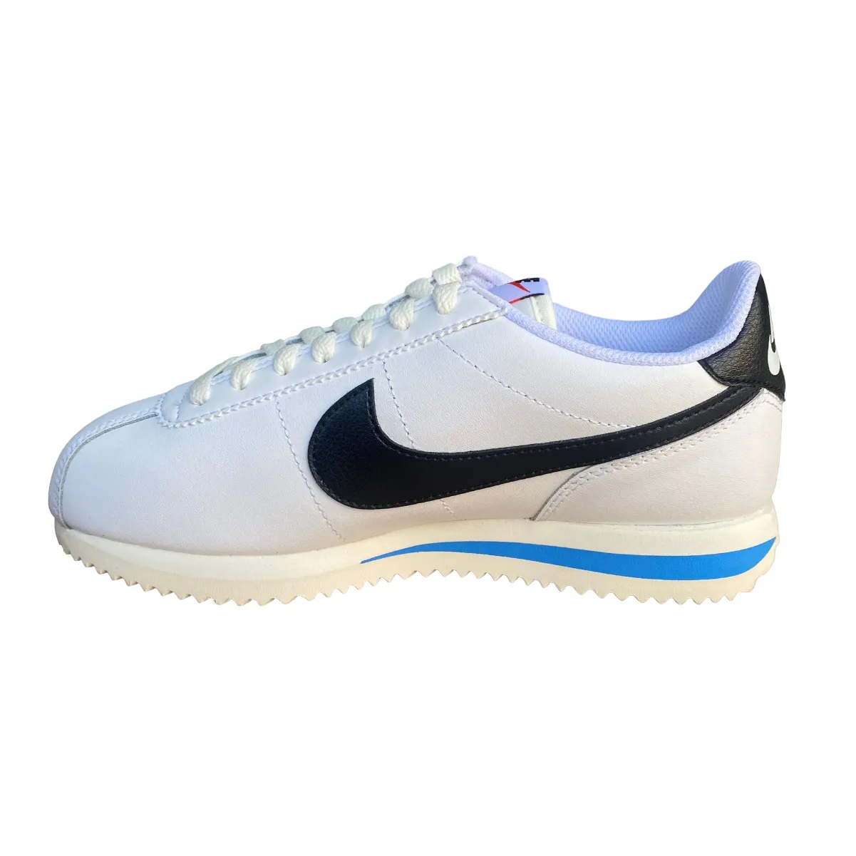 Nike Cortez DN1791-100 white black light blue women's sneakers shoe 