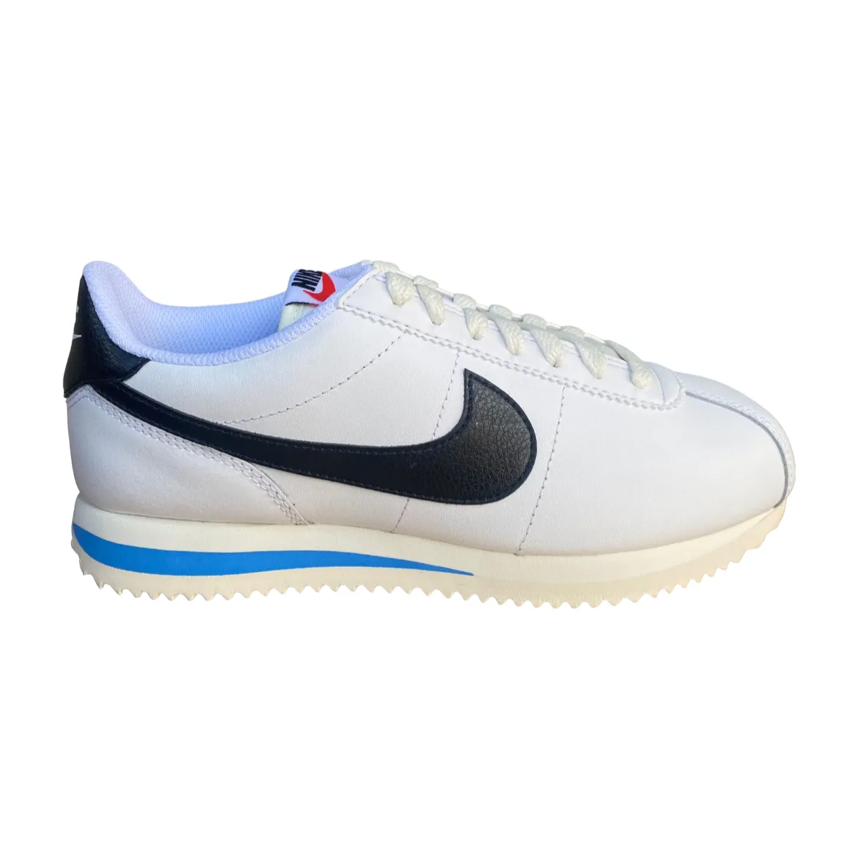 Nike Cortez DN1791-100 white black light blue women's sneakers shoe 