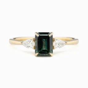 Olivia Ring 1.22ct Blue Green Queensland Sapphire, 14K Yellow Gold (One of a kind)