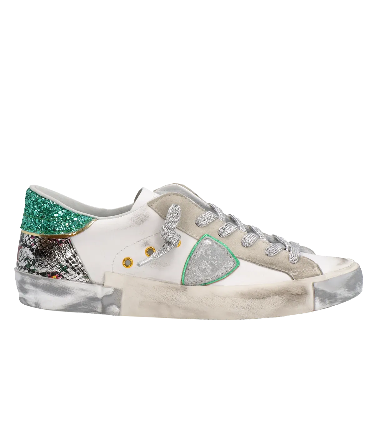 PRSX Low Woman in Veau Animalier Blanc Vert