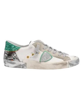 PRSX Low Woman in Veau Animalier Blanc Vert