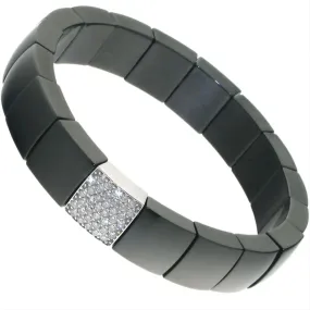 Roberto Demeglio Domino Black Ceramic Single Row Bracelet with Diamonds