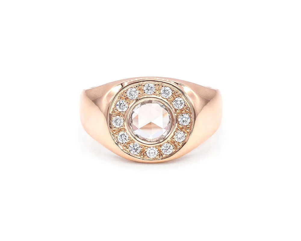 Rose Cut Diamond Signet Ring (Ready to Ship)