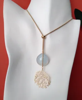 Round Branches with Blue Chalcedony Fat Pear Slider Necklace