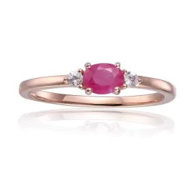 Ruby Oval Three Stone Ring