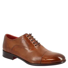 Scarpe stringate da uomo francesine fatte a mano in pelle brandy