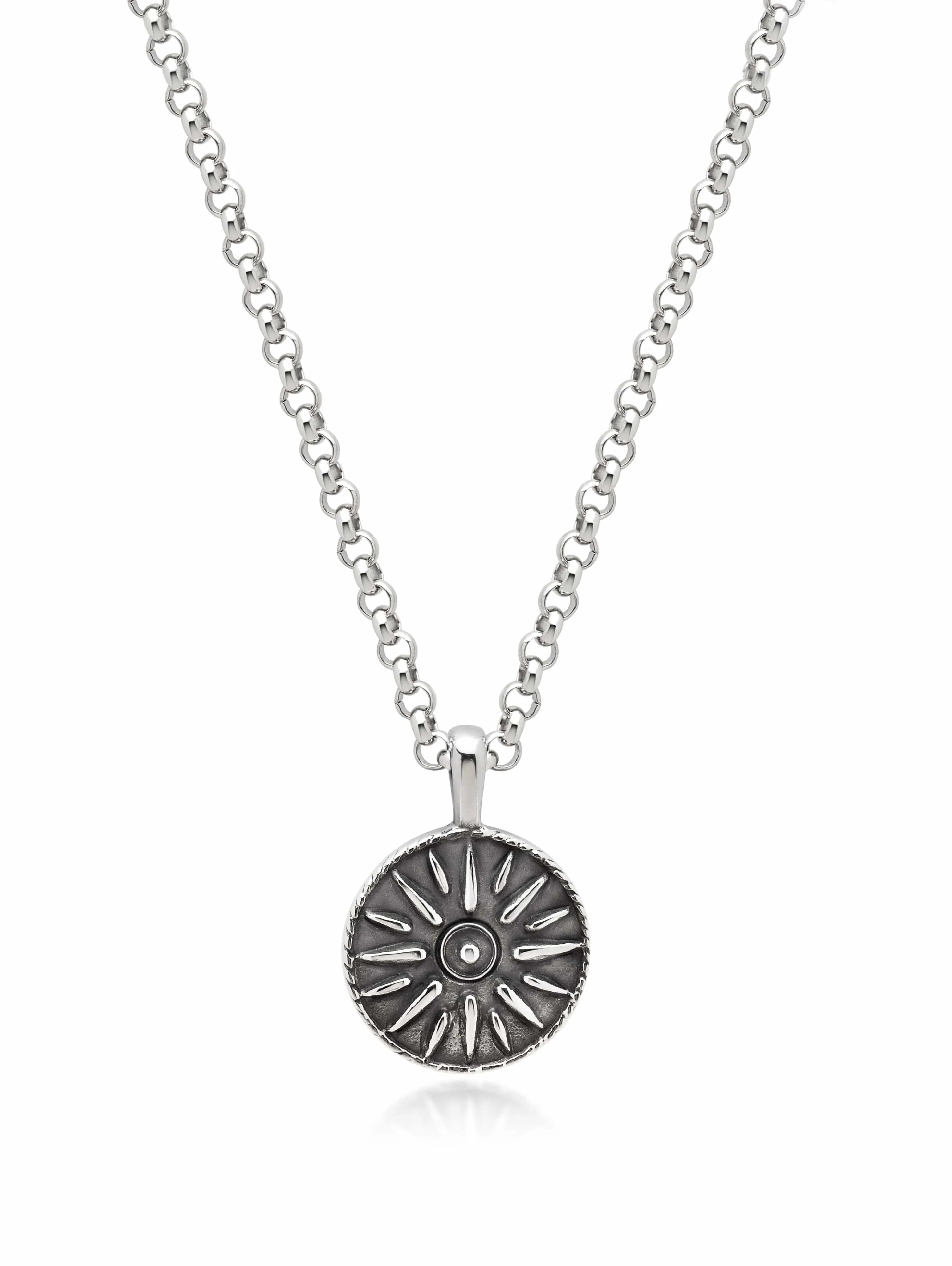 Silver Necklace with Ancient Sun Pendant