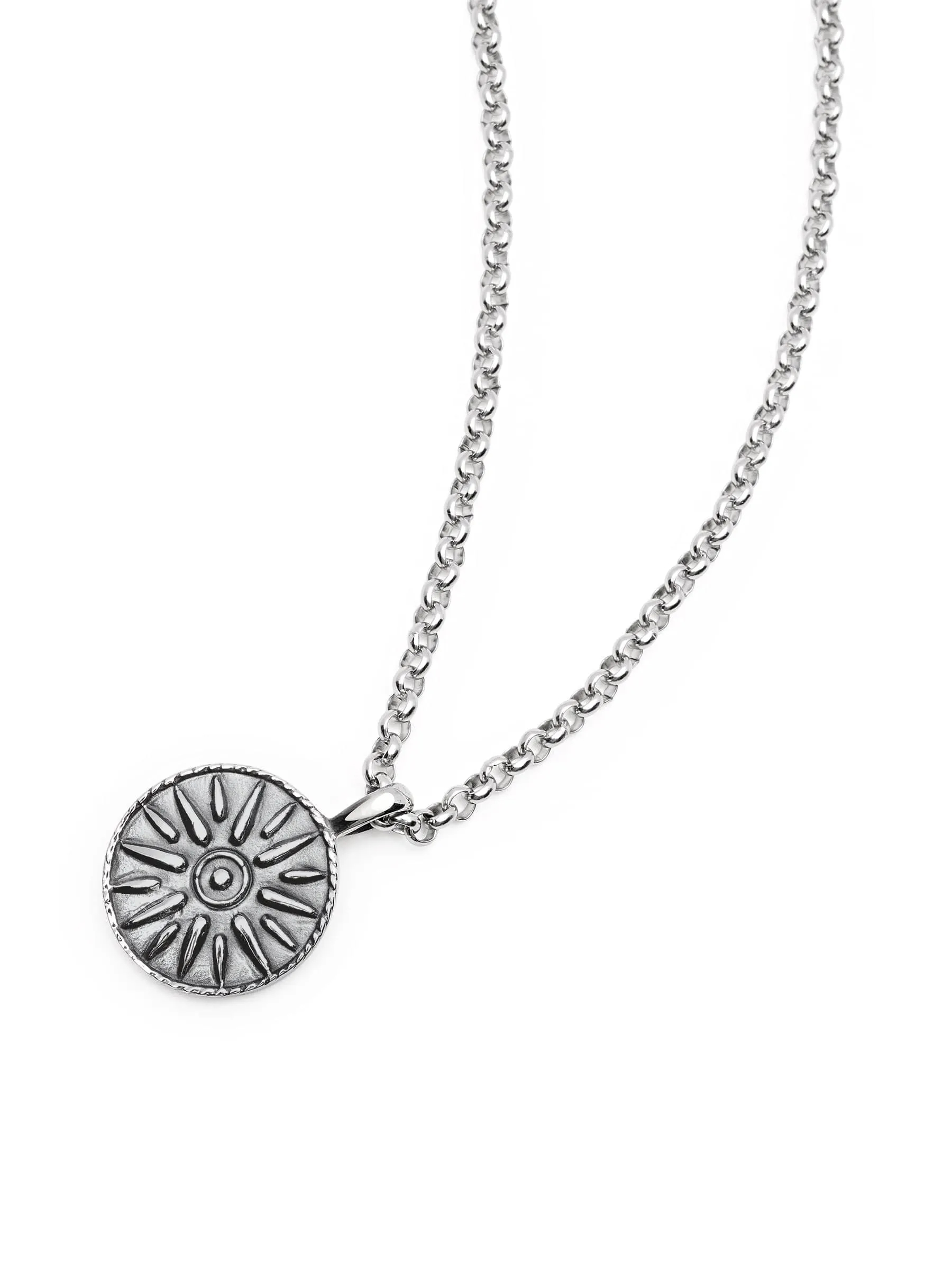 Silver Necklace with Ancient Sun Pendant