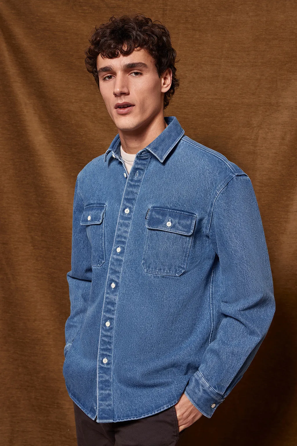 Sobrecamisa denim con bolsillos y logo bordado Polo Club