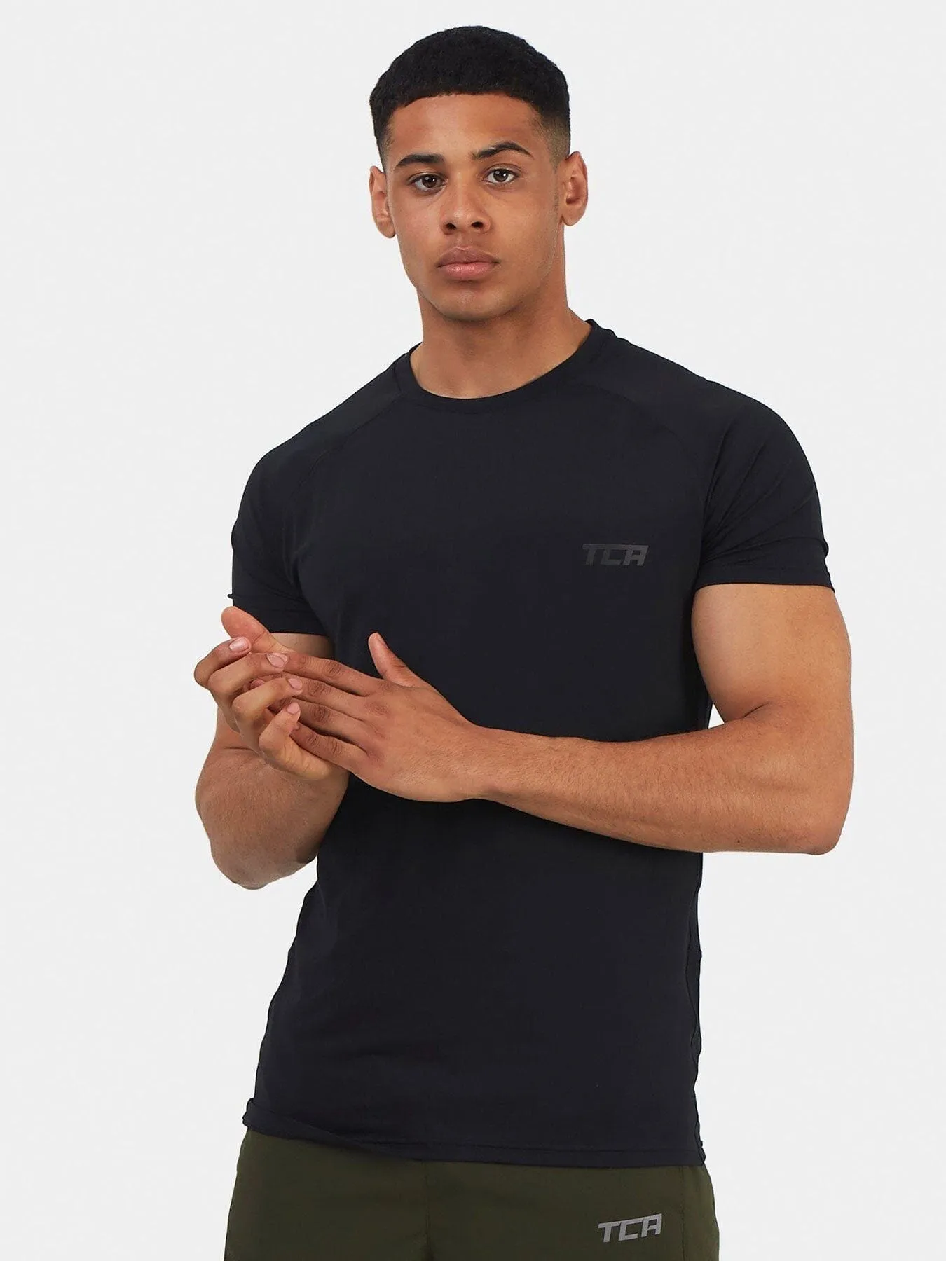 Stamina Short Sleeve Crew Neck Running Top For Men With Back Zip Pocket