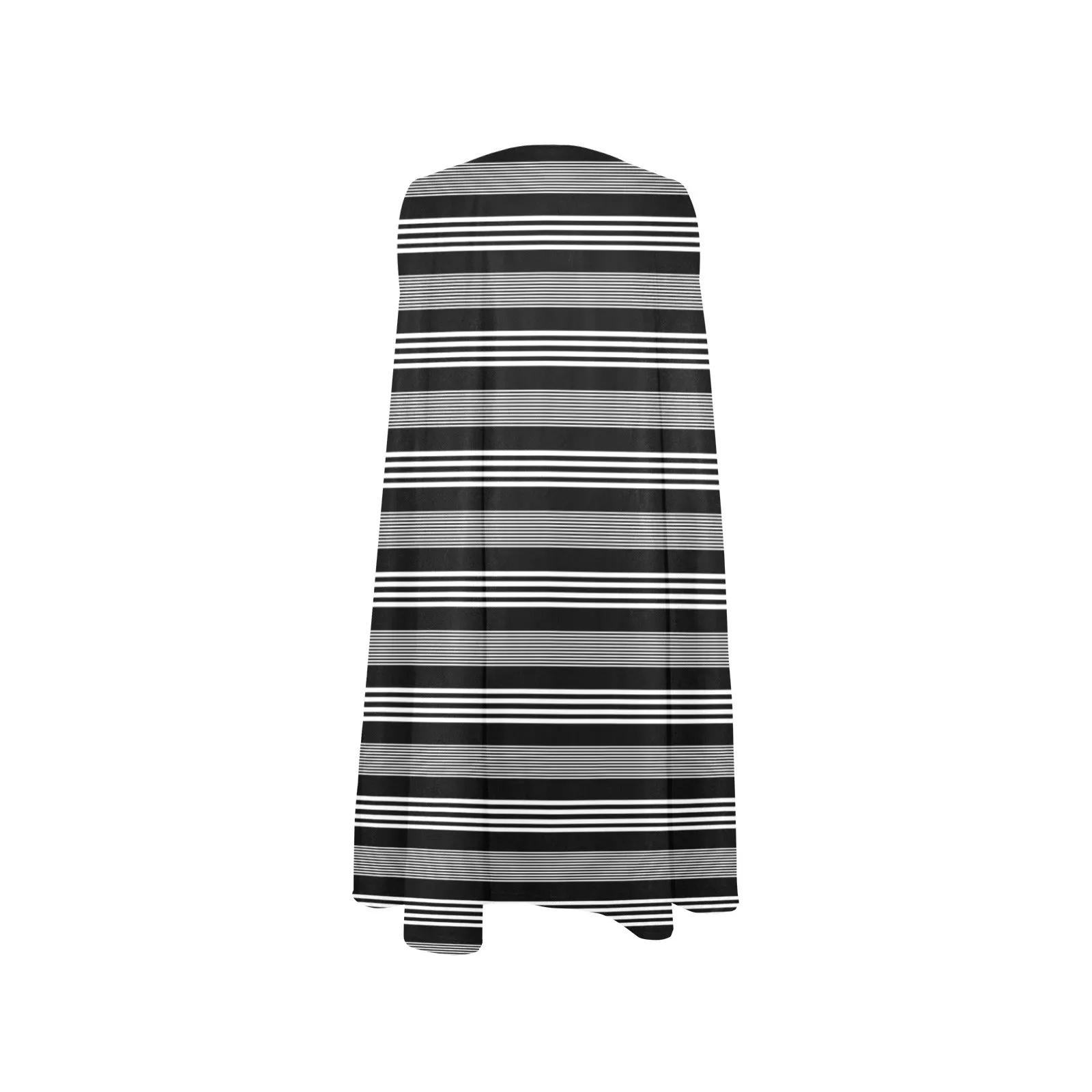 striped bw print a2 Sleeveless A-Line Pocket Dress (Model D57)