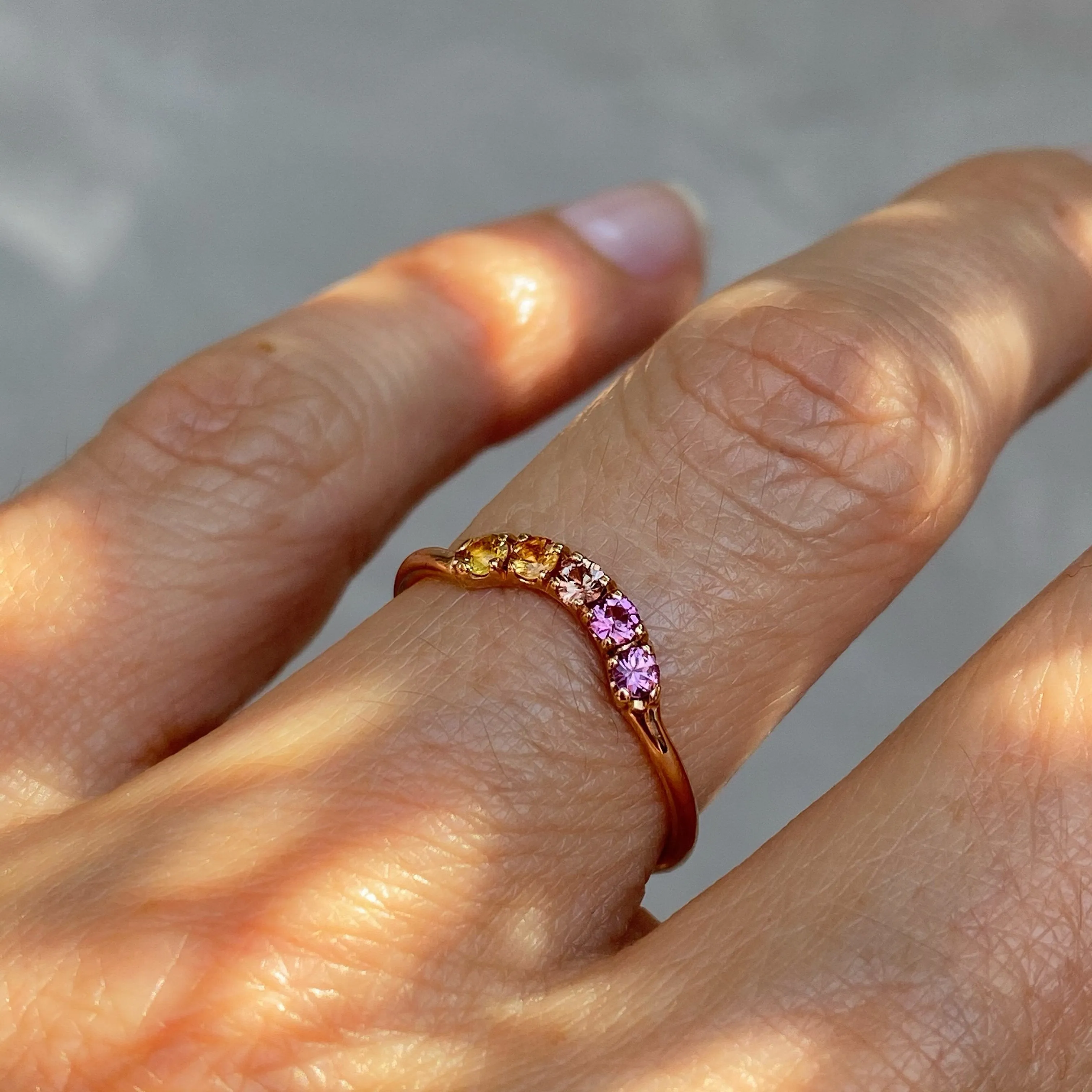 Sunset Arc Ombré Sapphire Curve Ring