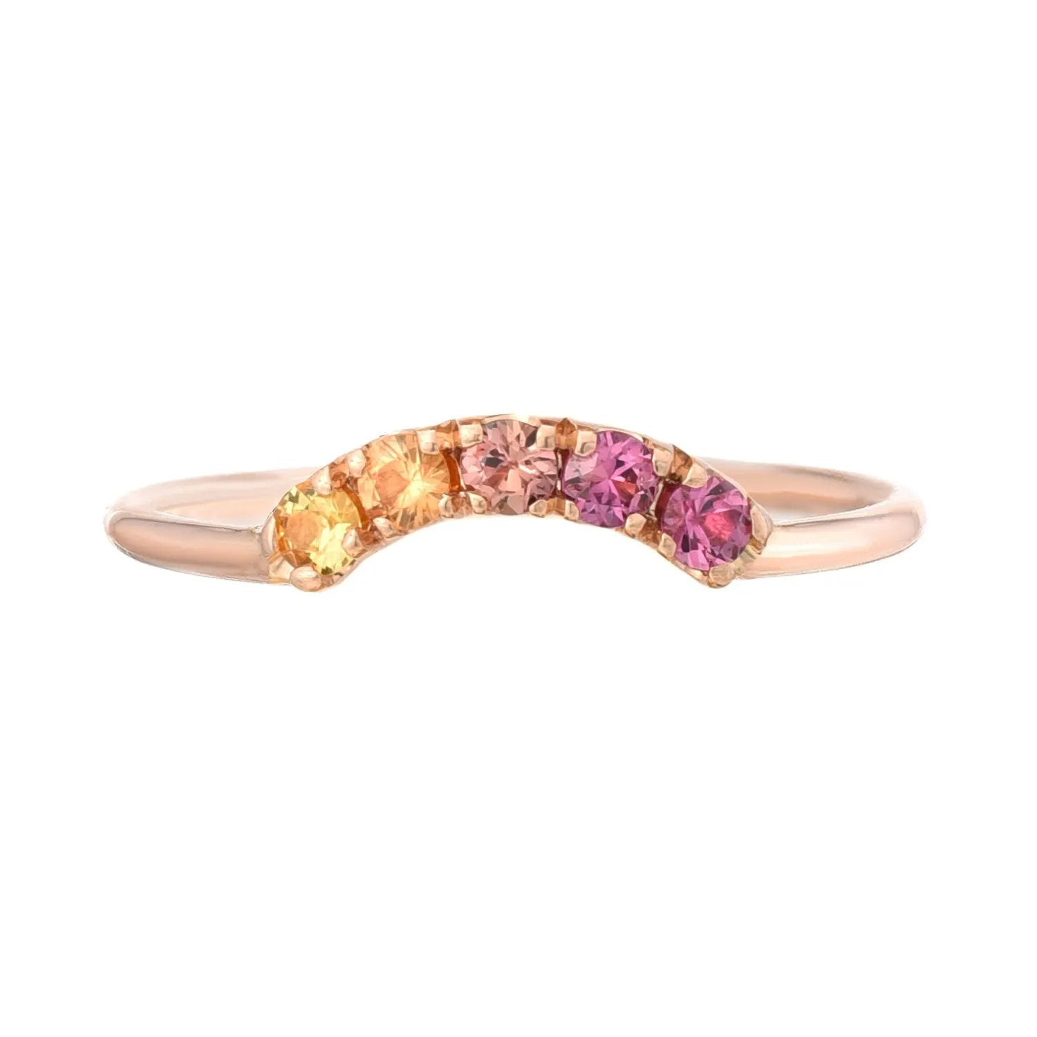 Sunset Arc Ombré Sapphire Curve Ring